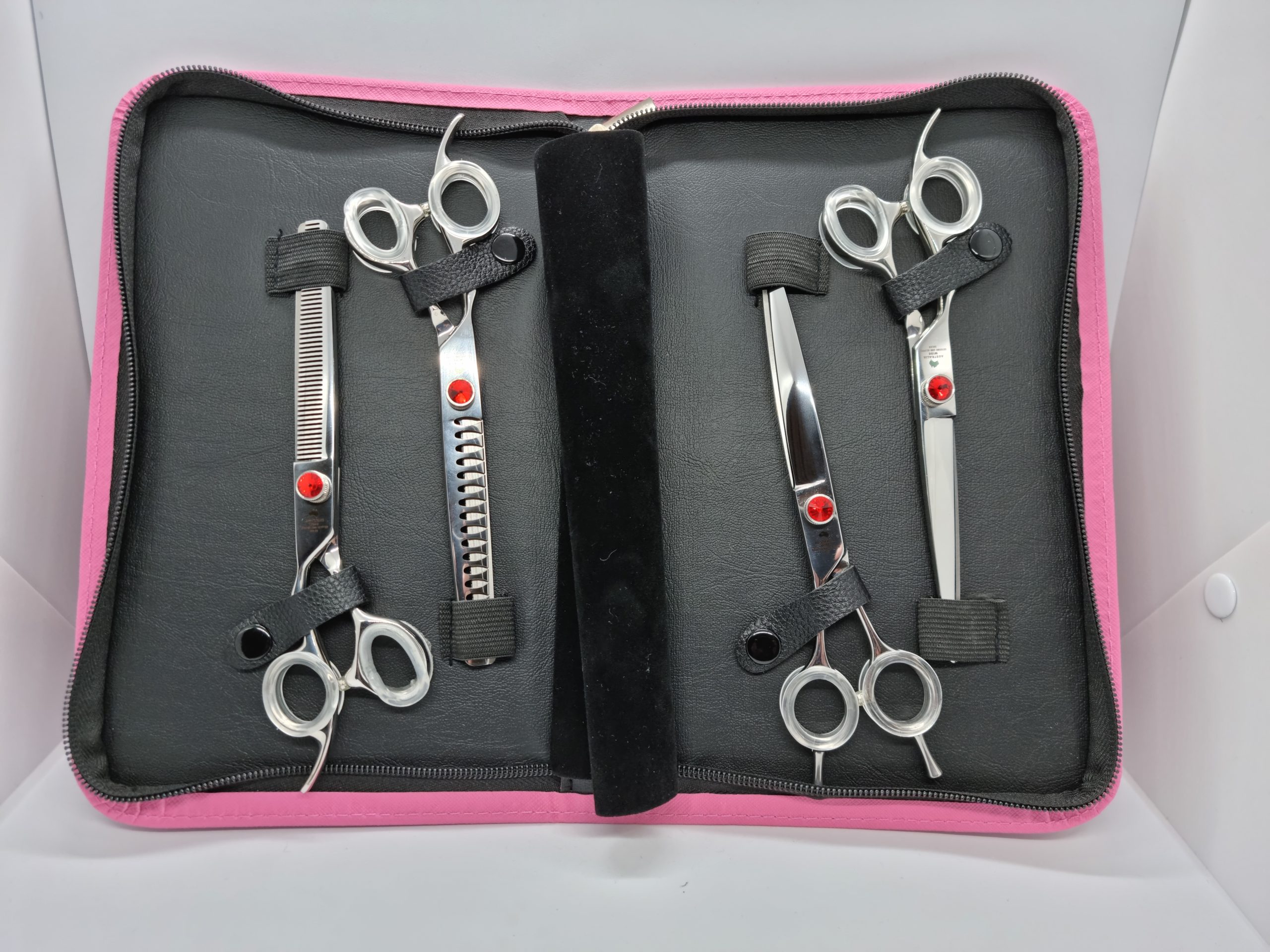 Left Hand Groomers Set - Curved, Thinner, Chunker, Straight - 4 piece set 7 inch