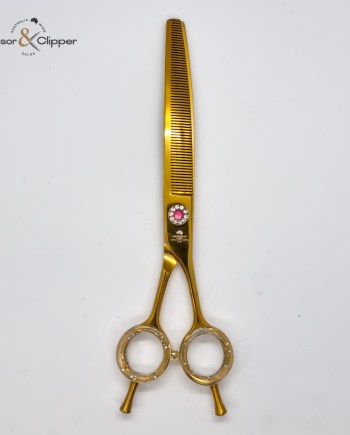 7.25” Curved Thinning Dog Grooming Scissors – 66 Tooth -Even Handles | 440C Stainless Steel