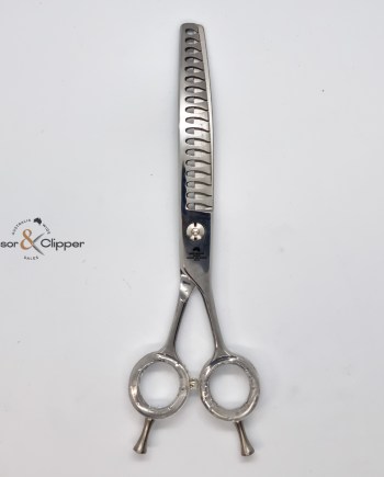 6.5” Curved Chunker Dog Grooming Scissors – 18 Tooth - Even Handles