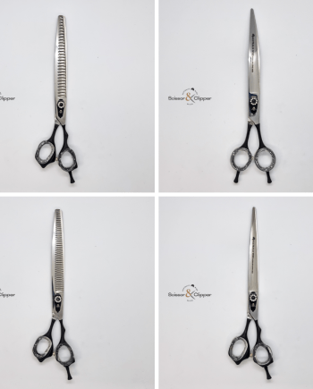 Professional 8” Grooming Scissor Set – 4 Piece (Straight, Curved, Chunker & Thinning)